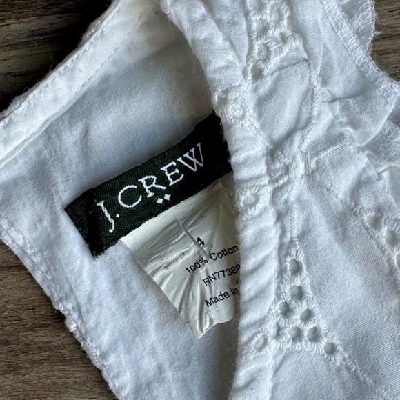 J.Crew White Eyelet Sleeveless Keyhole Back Ruffle Hem Halter Dress – Size 4 - Picture 4 of 11